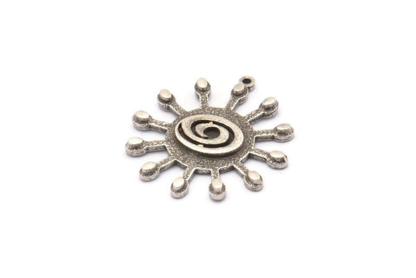 Silver Molecule Charm, 2 Antique Silver Plated Brass Molecule Charms With 1 Loop, Pendants (30x27mm) N1481