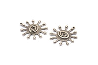 Silver Molecule Charm, 2 Antique Silver Plated Brass Molecule Charms With 1 Loop, Pendants (30x27mm) N1481