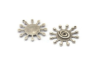Silver Molecule Charm, 2 Antique Silver Plated Brass Molecule Charms With 1 Loop, Pendants (30x27mm) N1481