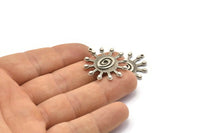 Silver Molecule Charm, 2 Antique Silver Plated Brass Molecule Charms With 1 Loop, Pendants (30x27mm) N1481
