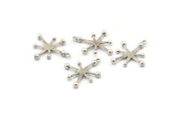 Silver Boom Charm, 4 Antique Silver Plated Brass Boom Charms With 1 Loop (30x26x1mm) N1485 H1305