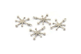 Silver Boom Charm, 4 Antique Silver Plated Brass Boom Charms With 1 Loop (30x26x1mm) N1485 H1305