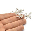 Silver Boom Charm, 4 Antique Silver Plated Brass Boom Charms With 1 Loop (30x26x1mm) N1485 H1305