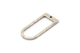 D Shape Charm, 4 Hammered Antique Silver Plated Brass D Shape Charms With 1 Hole (29x13x1.3mm) BS 1873