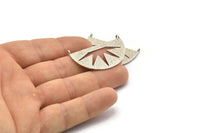 Silver Lightning Charm, 2 Antique Silver Plated Brass Semi Circle Pendant With 2 Loops (38x22x0.9mm) BS 1949 H1290