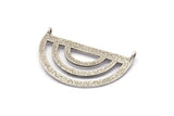 Silver Ethnic Pendant, 2 Antique Silver Plated Brass Semi Circle Pendant With 2 Loops (38x23x0.9mm) BS 1947