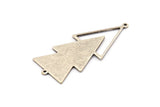 Silver Triangle Charm, 4 Antique Silver Plated Brass Triangle Charms With 2 Loops (51x21x1mm) M01115 H1258