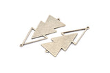 Silver Triangle Charm, 4 Antique Silver Plated Brass Triangle Charms With 2 Loops (51x21x1mm) M01115 H1258