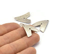 Hammered Triangle Charm, 2 Hammered Antique Silver Plated Brass Triangle Charms With 2 Holes, Findings (24x22.5x1mm) BS 1989 H0590