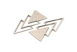 Silver Triangle Blank, 4 Antique Silver Plated Brass Triangle Blanks (47x21x1mm) M01105 Q0692