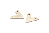 Silver V Shape, 12 Antique Silver Plated Brass V Shaped Charms With 2 Holes (15x13x1mm) M01241