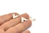 Silver V Shape, 12 Antique Silver Plated Brass V Shaped Charms With 2 Holes (15x13x1mm) M01241