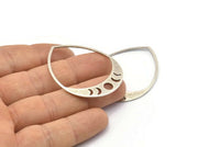 Silver Drop Blank, 2 Antique Silver Plated Brass Moon Phases Blanks, Findings (45x36x0.80mm) M1006 H1311