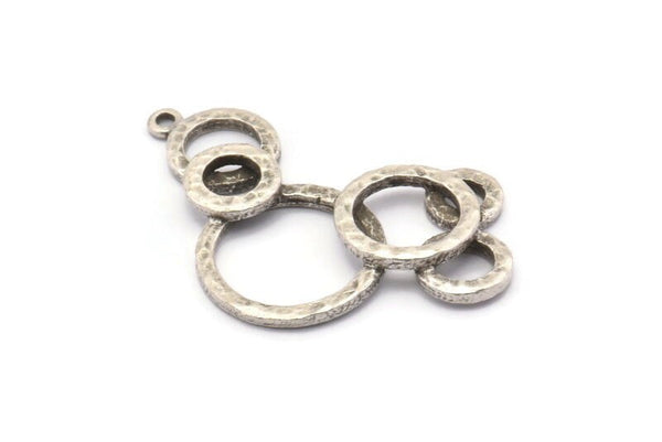 Silver Charm, Antique Silver Brass, Silver Pendants, Charm Pendants, Antique Silver Plated Brass Round Charms With 1 Loop (44x27x2mm) N1467