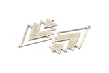 Silver Triangle Charm, 2 Antique Silver Plated Brass Tree Charms With 2 Loops (51x33x1mm) M01219 H1288
