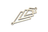 Silver Triangle Charm, 4 Antique Silver Plated Brass Diamond Charms With 2 Loops (51x22x1mm) M01163 H1275