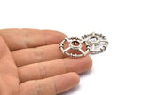 Silver Circle Charm, 2 Antique Silver Plated Brass Round Pendants - Pad Size 8mm (26x6x2mm) BS 1897