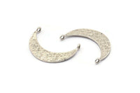 Hammered Crescent Pendant, 3 Antique Silver Plated Brass Hammered Crescent Pendants With 2 Loops (29.5x7.5x1mm) BS 1895