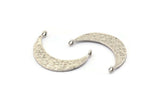 Hammered Crescent Pendant, 3 Antique Silver Plated Brass Hammered Crescent Pendants With 2 Loops (29.5x7.5x1mm) BS 1895