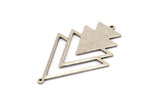 Silver Triangle Charm, 2 Antique Silver Plated Brass Tree Charms With 2 Loops (51x33x1mm) M01222