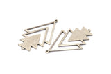 Silver Triangle Charm, 2 Antique Silver Plated Brass Tree Charms With 2 Loops (51x33x1mm) M01222