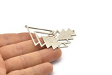 Silver Triangle Charm, 2 Antique Silver Plated Brass Tree Charms With 2 Loops (51x33x1mm) M01222