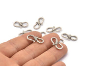 Silver Textured Hooks, 5 Antique Silver Plated Brass Textured Hooks With 2 Loops (20x10x3mm) BS 2397 H1381