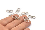 Silver Textured Hooks, 5 Antique Silver Plated Brass Textured Hooks With 2 Loops (20x10x3mm) BS 2397 H1381
