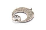 Silver Crescent Pendant, Antique Silver Plated Brass Crescent Pendants With 1 Loop and 12.5mm Pad Setting (44x36x1mm) BS 1922