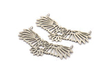 Silver Owl Charm, Antique Silver Plated Brass Owl Pendant With 2 Loops (58x21x1mm) N1457 H1377