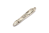 Silver Fish Charm, 4 Antique Silver Plated Brass Egypt Symbol Charms With 1 Loop, Pendants, Findings (40x7mm) N1097