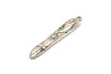 Silver Fish Charm, 4 Antique Silver Plated Brass Egypt Symbol Charms With 1 Loop, Pendants, Findings (40x7mm) N1097