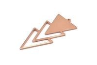 Rose Gold Triangle Charm, Rose Gold Plated Brass Triangle Charm With 1 Loop (49x21x1mm) M01120