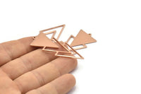 Rose Gold Triangle Charm, Rose Gold Plated Brass Triangle Charm With 1 Loop (49x21x1mm) M01120