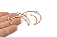 Rose Gold Moon Charm, 2 Rose Gold Plated Brass Crescent Moon Charms With 1 Loop And 2 Holes (50x17x0.90mm) M845 Q1063