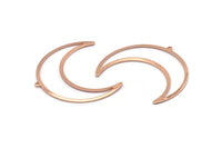 Rose Gold Moon Charm, 2 Rose Gold Plated Brass Crescent Moon Charms With 1 Loop (50x17x0.80mm) M844 Q0683