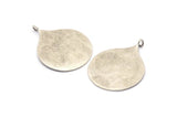 Silver Circle Charm, Antique Silver Plated Brass Circle Pendants With 1 Loop, Findings (39.5x29.5x1mm) BS 2043