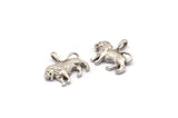 Silver Lion Charm, 6 Antique Silver Plated Brass Lion Charms With 1 Loop, Earrings, Findings (15.5x13.5x2.7mm) BS 2051