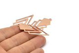 Rose Gold Triangle Charm, 2 Rose Gold Plated Brass Diamond Charms With 1 Loop (49x22x1mm) M01162