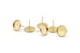 Gold Earring Post, 10 Gold Plated Brass Iron Earring Posts With 12mm Pad, Ear Studs Bs-1271