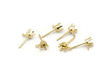 Gold Earring Post Stud, 24 Stainless Steel Earring Posts With Gold Plated Brass 4.5mm Pad And 1 Loop, Ear Studs E133