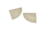 Silver Triangle Charm, 2 Textured Antique Silver Plated Brass Fan Charms With 2 Holes, Stamping Blanks, Findings (40x27x0.80mm) M321