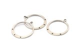 Silver Round Earring, 3 Antique Silver Plated Brass Round Earring Charms With 1 Loop and 3 Holes, Pendants, Findings (30mm) E546