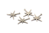 Silver Boom Charm, 4 Antique Silver Plated Brass Boom Charms With 1 Loop (25x23x2mm) N1487