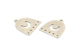 Silver Moon Charm, 12 Antique Silver Plated Brass D Shape Charms With 1 Loop And 5 Holes (18x17x0.50mm) M295 H1673