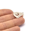 Silver Moon Charm, 12 Antique Silver Plated Brass D Shape Charms With 1 Loop And 5 Holes (18x17x0.50mm) M295 H1673