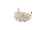 Silver Semi Circle Charm, 2 Antique Silver Plated Brass Semi Circle Blanks With 5 Holes  and 2 Loops (23x25x0.8mm) BS 2005