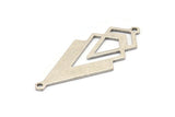 Silver Triangle Charm, 4 Antique Silver Plated Brass Diamond Charms With 2 Loops (51x22x1mm) M01155