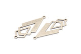 Silver Triangle Charm, 4 Antique Silver Plated Brass Diamond Charms With 2 Loops (51x22x1mm) M01155