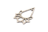 Silver Lotus Charm, 2 Textured Antique Silver Plated Brass Lotus Flower Pendants, Earrings, Charms (35x24mm) BS 2431